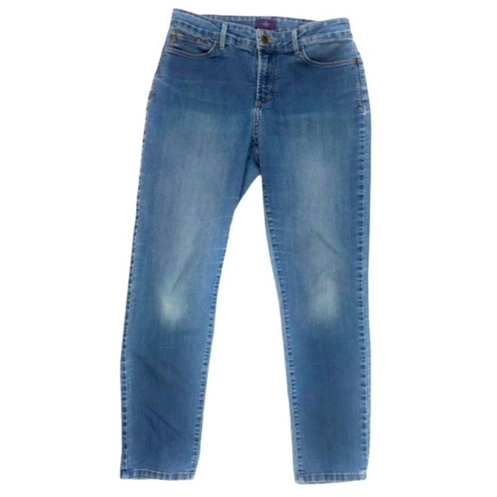 NYDJ 8 denim blue medium wash mid rise ankle skinny jeans‎